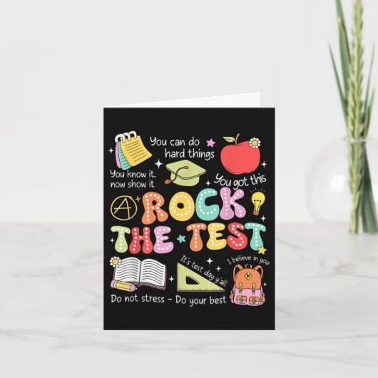 Rock the Test Day Staar Staat Testing Teacher Moti Karte (Vorderseite)