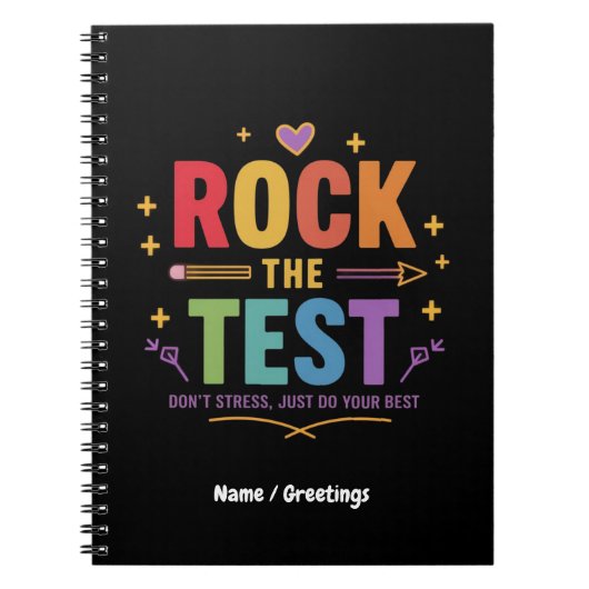 Rock the Test Don't Stress Funny Motivierend Notizblock (Vorderseite)