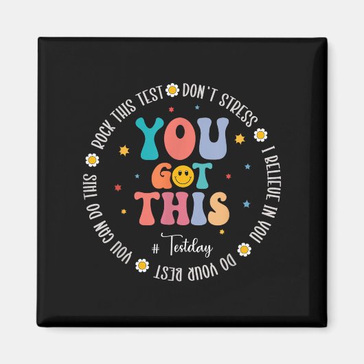 Rock The Test Teacher Testing Day Motivational Tes Magnet (Vorne)