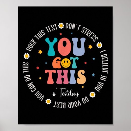 Rock The Test Teacher Testing Day Motivational Tes Poster (Vorne)