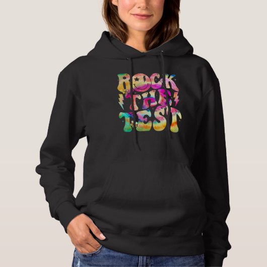 Rock The Test Testing Day Retro Hippie Motivationa Hoodie (Vorderseite)