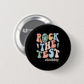 Rock The Test Testing Day Retro Motivational Teach Button (Vorne & Hinten)
