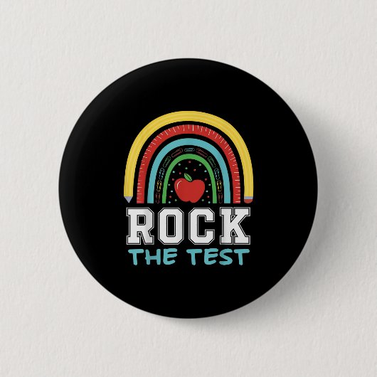 Rock The Test Testing Day Retro Motivational Teach Button (Vorderseite)