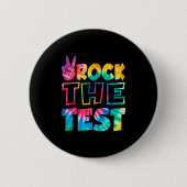 Rock The Test Testing Day Retro Motivational Teach Button (Vorderseite)