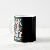 Rock The Test Testing Day Retro Motivational Teach Kaffeetasse (Vorderseite Links)