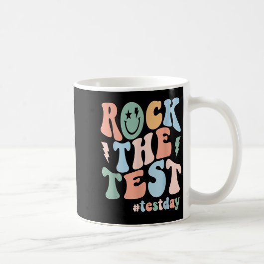 Rock The Test Testing Day Retro Motivational Teach Kaffeetasse (Rechts)