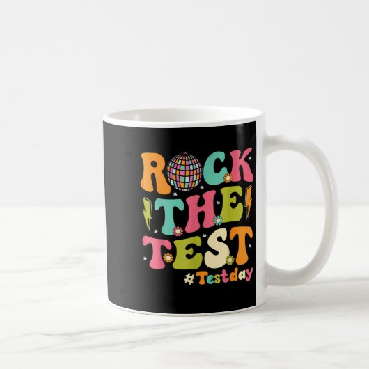 Rock The Test Testing Day Retro Motivational Teach Kaffeetasse (Rechts)