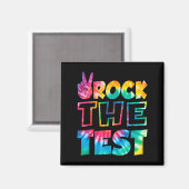 Rock The Test Testing Day Retro Motivational Teach Magnet (Vorderseite/Rückseite)