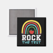 Rock The Test Testing Day Retro Motivational Teach Magnet (Vorderseite/Rückseite)