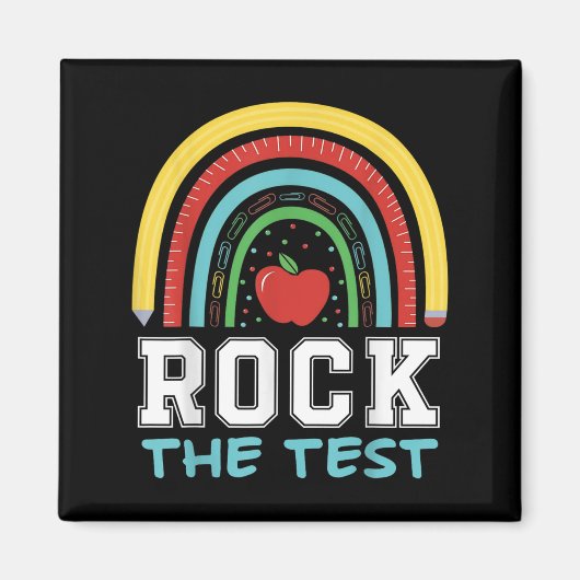 Rock The Test Testing Day Retro Motivational Teach Magnet (Vorne)