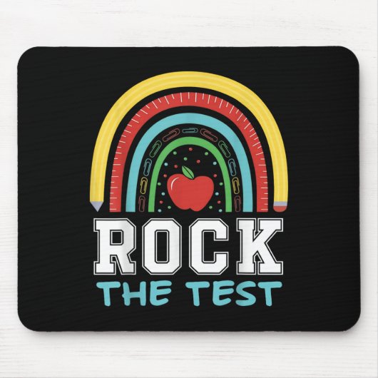 Rock The Test Testing Day Retro Motivational Teach Mousepad (Vorne)