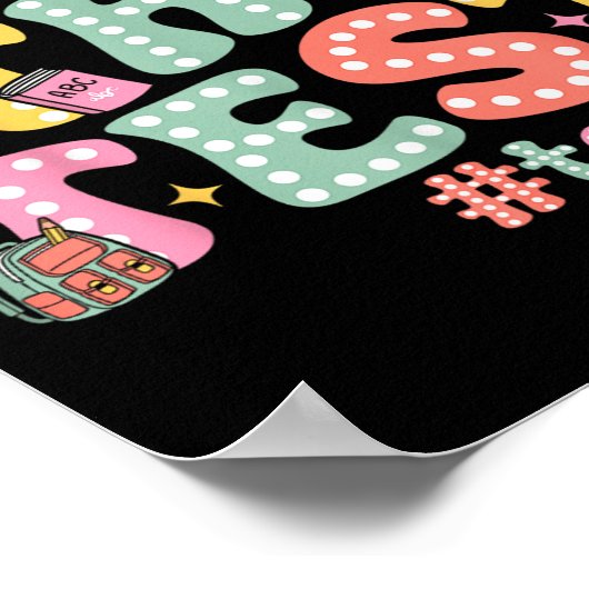 Rock The Test Testing Day Retro Motivational Teach Poster (Ecke)