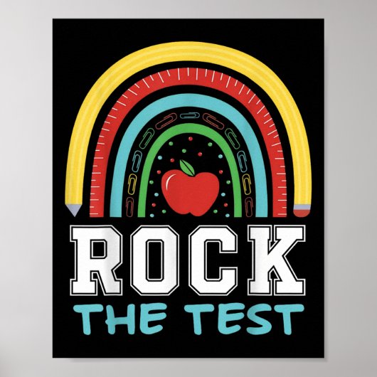 Rock The Test Testing Day Retro Motivational Teach Poster (Vorne)