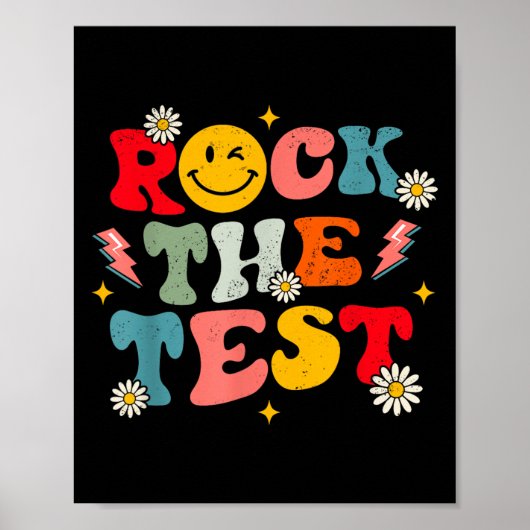Rock The Test Testing Day Retro Motivational Teach Poster (Vorne)