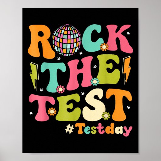 Rock The Test Testing Day Retro Motivational Teach Poster (Vorne)