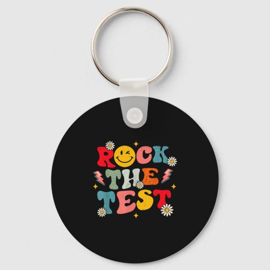 Rock The Test Testing Day Retro Motivational Teach Schlüsselanhänger (Vorderseite)