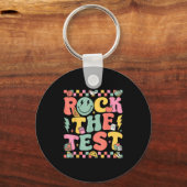 Rock The Test Testing Day Retro Motivational Teach Schlüsselanhänger (Vorderseite)