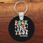 Rock The Test Testing Day Retro Motivational Teach Schlüsselanhänger (Vorderseite)