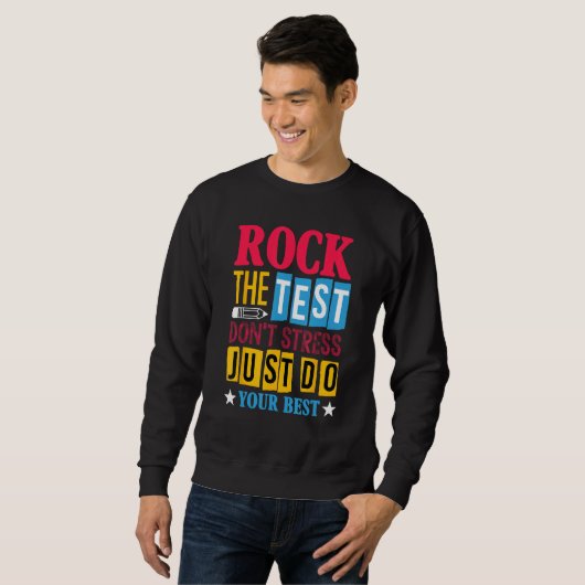 Rock The Test Testing Day Retro Motivational Teach Sweatshirt (Vorne ganz)
