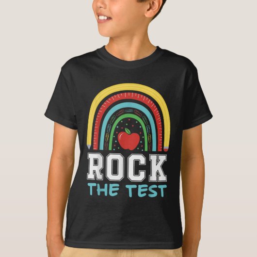 Rock The Test Testing Day Retro Motivational Teach T-Shirt (Vorderseite)