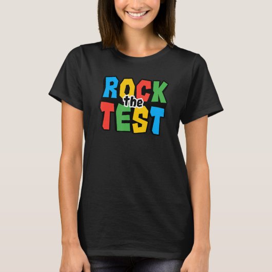 Rock The Test Testing Day Retro Motivational Teach T-Shirt (Vorderseite)