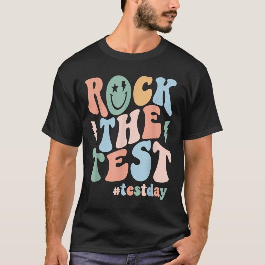 Rock The Test Testing Day Retro Motivational Teach T-Shirt (Vorderseite)