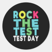 Rock The Test Testing Day Staar Motivational Teach Runder Aufkleber (Vorderseite)