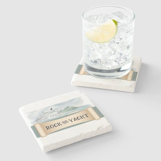 Rock the Yacht Steinuntersetzer (Seitenansicht)