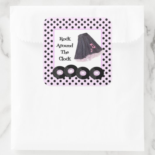 Rock um den Uhrenaufkleber Quadratischer Aufkleber (Tasche)