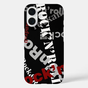 Rock- und Rolltypografie iPhone 16 Hülle