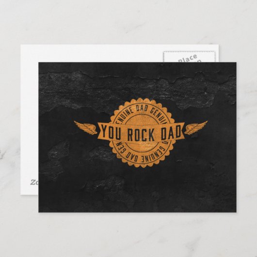 Rock Vater Orange Black Emblem Postkarte (Vorne/Hinten)