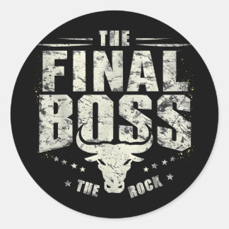 Rock Vintag Music Boss Final White Design Spaß Mus Runder Aufkleber