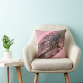 Rock Wallaby and Baby, Pink Accent Girls Kissen (Stuhl )