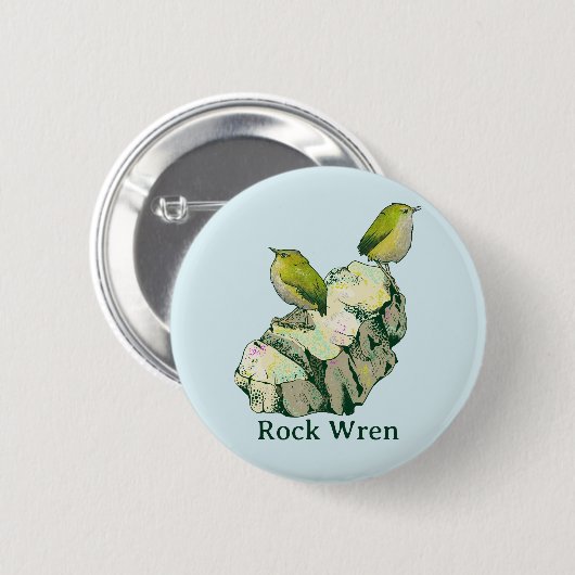 Rock Wren birds Neuseeland Button (Vorne & Hinten)