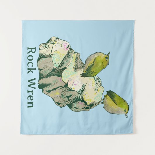 Rock Wren birds Neuseeland Wandteppich (Vorderseite (Horizontal))