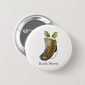 Rock Wren Tuke auf einem Wanderboot Button (Vorne & Hinten)