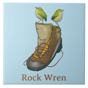 Rock Wren Tuke auf einem Wanderboot Fliese