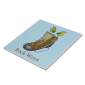 Rock Wren Tuke auf einem Wanderboot Fliese (Seite)