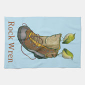 Rock Wren Tuke auf einem Wanderboot Geschirrtuch (Horizontal)