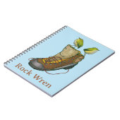 Rock Wren Tuke auf einem Wanderboot Notizblock (Linke Seite)