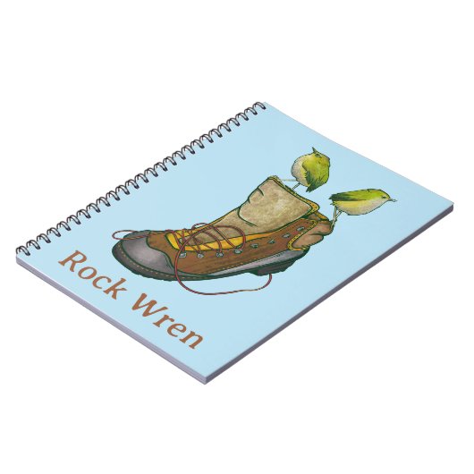 Rock Wren Tuke auf einem Wanderboot Notizblock (Linke Seite)