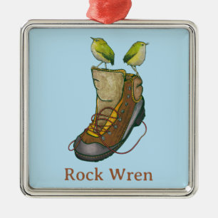 Rock Wren Tuke auf einem Wanderboot Ornament Aus Metall