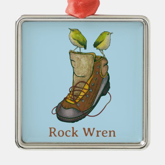Rock Wren Tuke auf einem Wanderboot Ornament Aus Metall (Vorne)