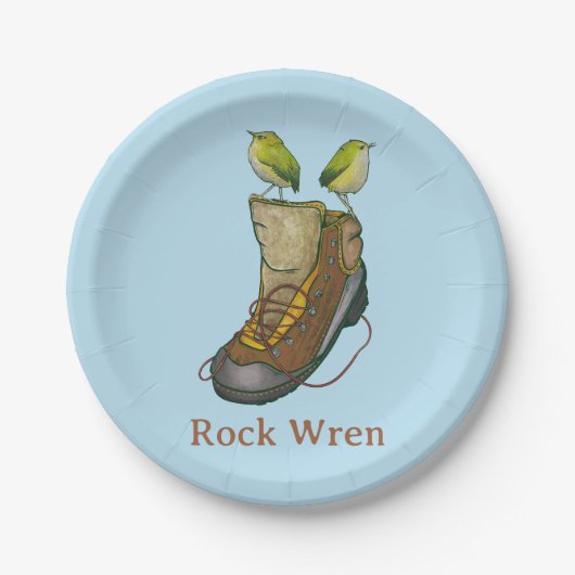 Rock Wren Tuke auf einem Wanderboot Pappteller (Vorderseite)