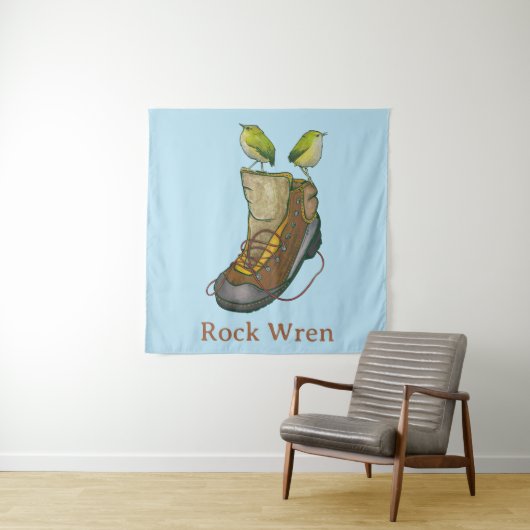 Rock Wren Tuke auf einem Wanderboot Wandteppich (Beispiel)
