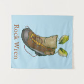 Rock Wren Tuke auf einem Wanderboot Wandteppich (Vorderseite (Horizontal))