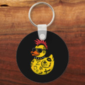 Rock Yellow Rubber Duck Men Women Kids Funny Duck Schlüsselanhänger (Vorderseite)