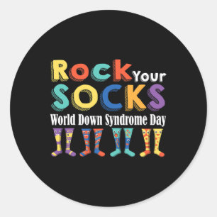 Rock Your Socks Niedlich 3-21 Trisomy 21 World Dow Runder Aufkleber