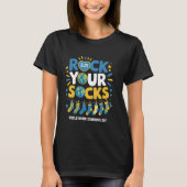 Rock Your Socks World Down Syndrome Day Awareness T-Shirt (Vorderseite)
