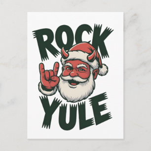 Rock Yule Weihnachtsmann Teufelshörner Yule Krampu Feiertagspostkarte
